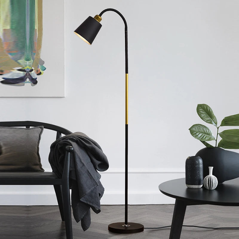 LED Floor Lamp Adjustable Reading Light Wrought Iron Standing Floor Lamp Black or White for Living Room Bedroom Office Modern Tall Lamp