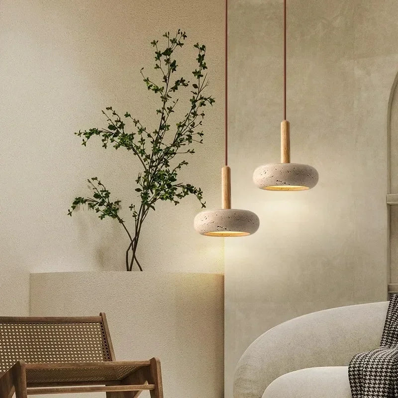 Wabi Sabi Chandelier Restaurant Bar Decoration Stone Led Pendant Light Living Room Decor Bedroom Creative Lighting Indoor Lamp