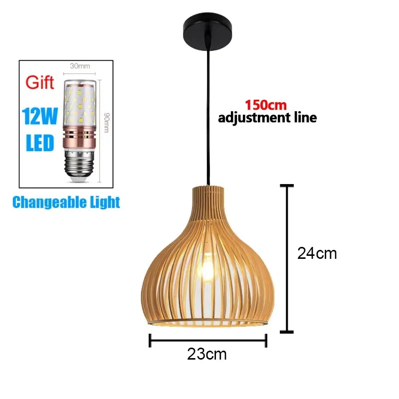 Bamboo Hand Weaving Pendant Lights 38Cm Hanging LED Ceiling Lamp Chandelier Fixture Rattan Hand Craft Woven Home Bedroom Decor
