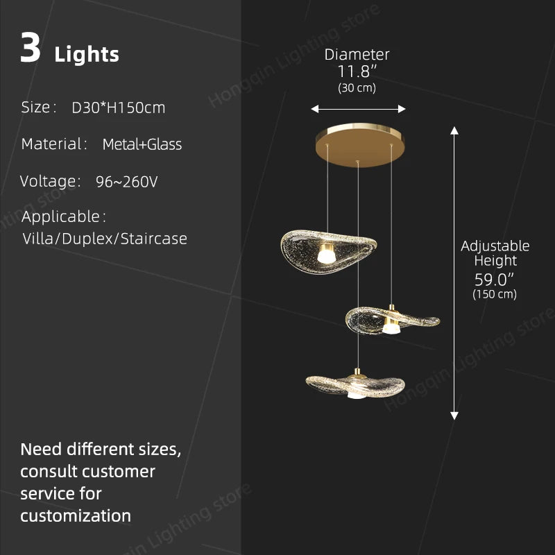 Modern Glass Staircase Pendant Light – Nordic LED Hanging Chandelier for High Ceilings, Stairwells, Entryways, Duplex Homes & Loft Interiors