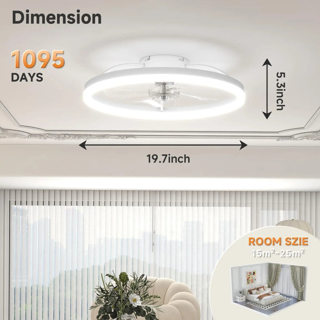 Modern Ultra-Thin LED Ceiling Fan with Light – Dimmable Smart Ceiling Fan with Remote Control for Living Room, Bedroom & Home Office