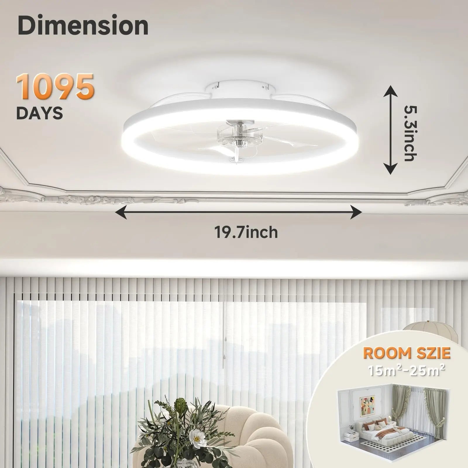 Modern Ultra-Thin LED Ceiling Fan with Light – Dimmable Smart Ceiling Fan with Remote Control for Living Room, Bedroom & Home Office