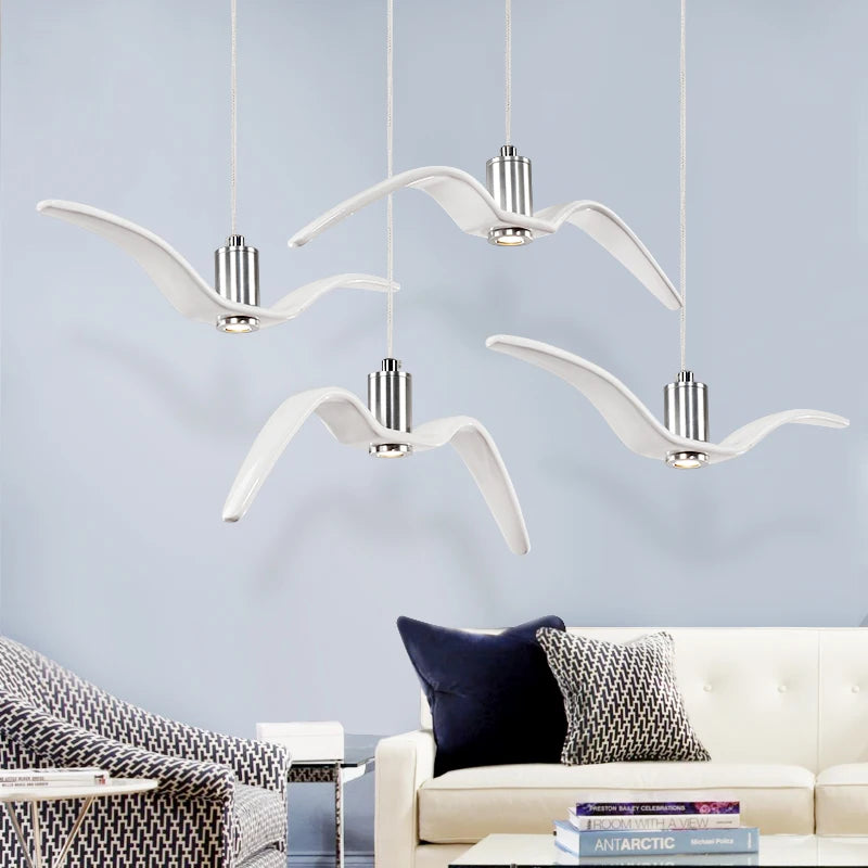 Nordic Seagull LED Pendant Light – Modern Bird Chandelier for Kitchen Island, Dining Room, Living Room, Bar & Café