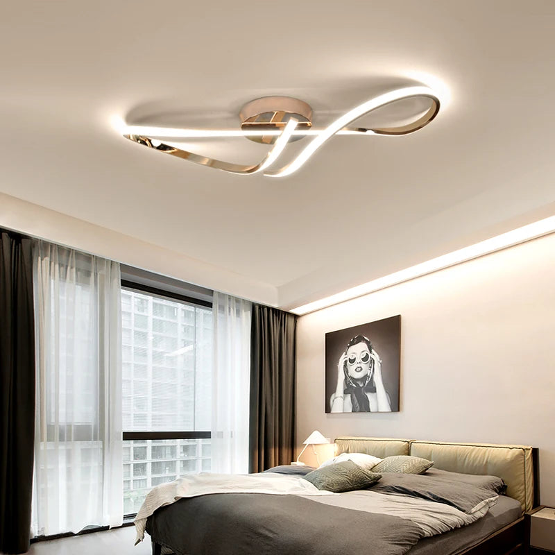 Modern Dimmable LED Ceiling Chandelier – Gold or Chrome Aluminium Ceiling Light with Remote & App Control for Living Room, Dining Room, Bedroom & Kitchen