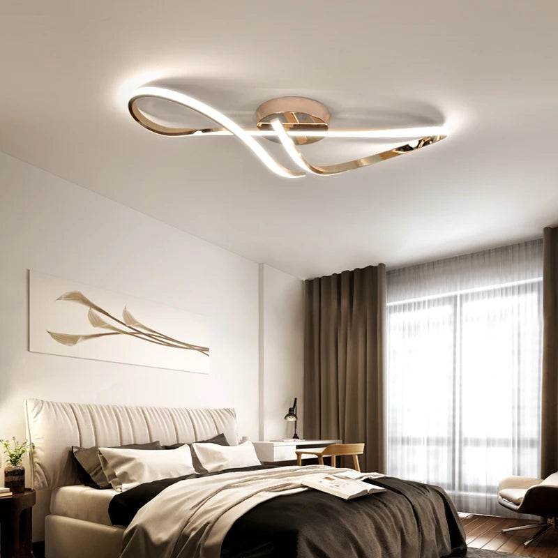 Modern Dimmable LED Ceiling Chandelier – Gold or Chrome Aluminium Ceiling Light with Remote & App Control for Living Room, Dining Room, Bedroom & Kitchen