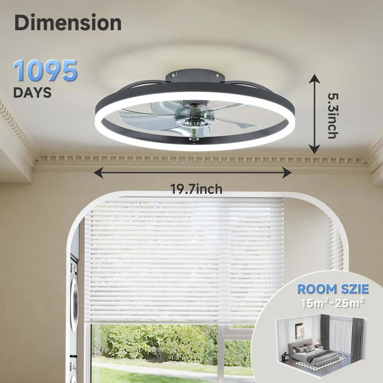 Modern Ultra-Thin LED Ceiling Fan with Light – Dimmable Smart Ceiling Fan with Remote Control for Living Room, Bedroom & Home Office