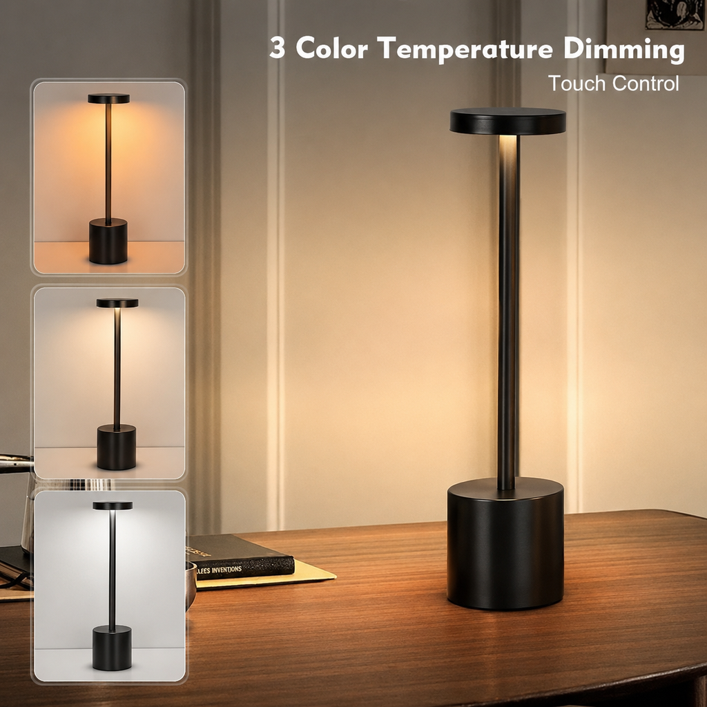 Rechargeable LED Table Lamp – Cordless Touch Sensor Restaurant Bar Table Lamp, Wireless Bedside Night Light, Dimmable Reading Desk Lamp, Hotel Décor Light, Wholesale