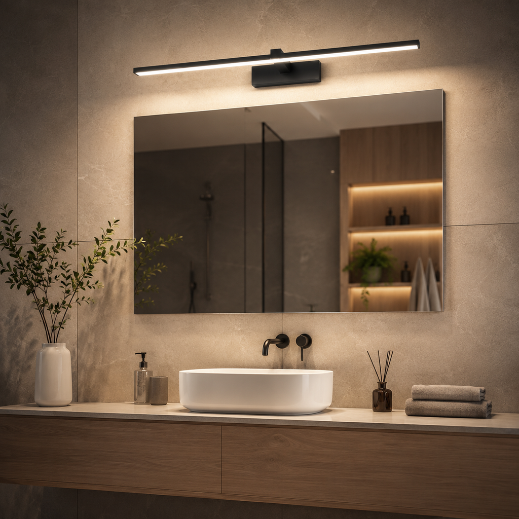 Modern LED Bathroom Mirror Light | Waterproof LED Vanity Wall Lamp | Makeup Mirror Light Fixture | Indoor Bathroom Lighting | Black & White
