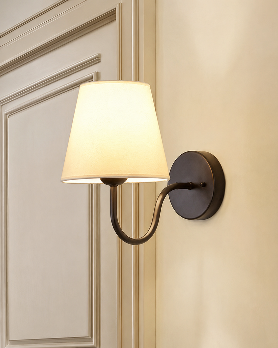 Modern Fabric Wall Lamp | LED Wall Sconce | Bedroom Bedside Wall Light | Living Room Indoor Wall Lighting | E27 Gold & Black Wall Fixture