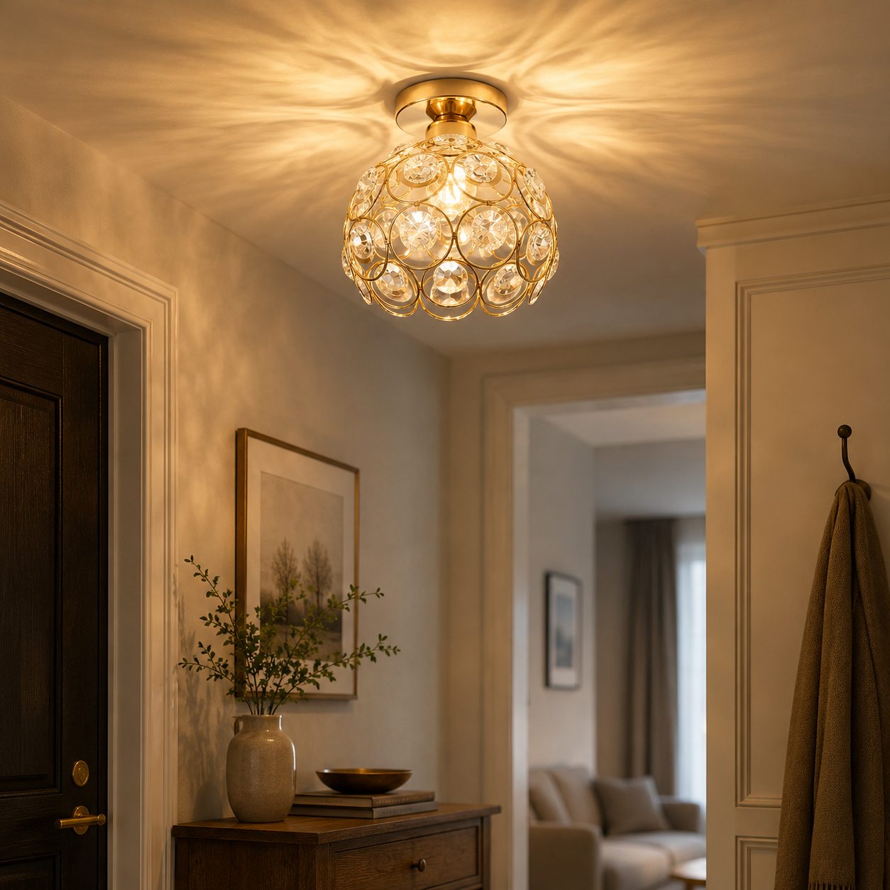 Modern Iron Ceiling Light 20cm – E27 Semi Flush Mount Ceiling Lamp | European Style Indoor Lighting Fixture for Bedroom, Hallway, Kitchen, Dining Room & Living Room