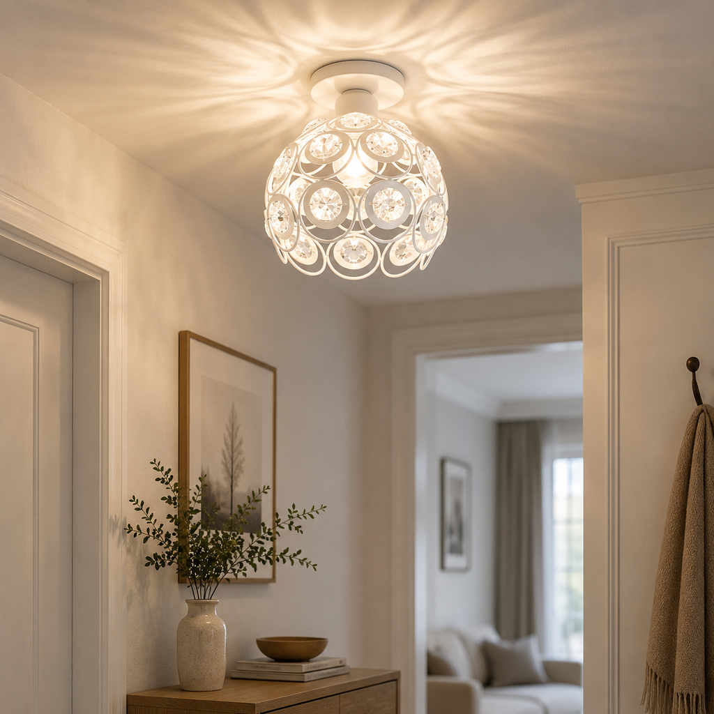 Modern Iron Ceiling Light 20cm – E27 Semi Flush Mount Ceiling Lamp | European Style Indoor Lighting Fixture for Bedroom, Hallway, Kitchen, Dining Room & Living Room