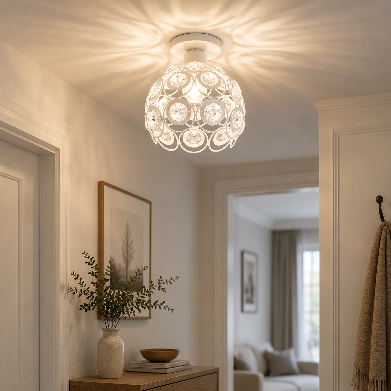 Modern Iron Ceiling Light 20cm – E27 Semi Flush Mount Ceiling Lamp | European Style Indoor Lighting Fixture for Bedroom, Hallway, Kitchen, Dining Room & Living Room
