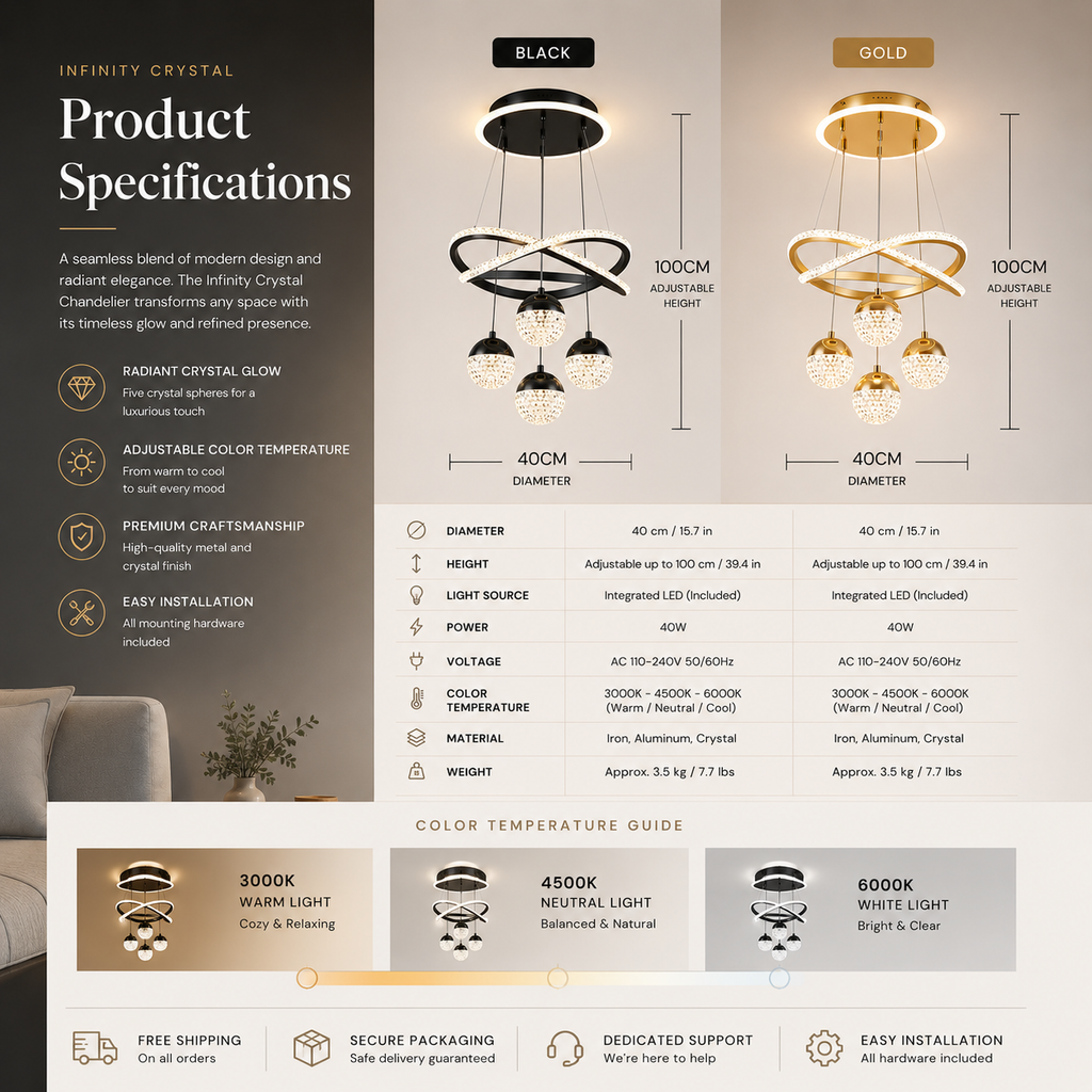 Modern Gold LED Pendant Light – Dimmable Hanging Ceiling Light with Remote Control for Dining Room, Living Room, Kitchen Island & Staircase