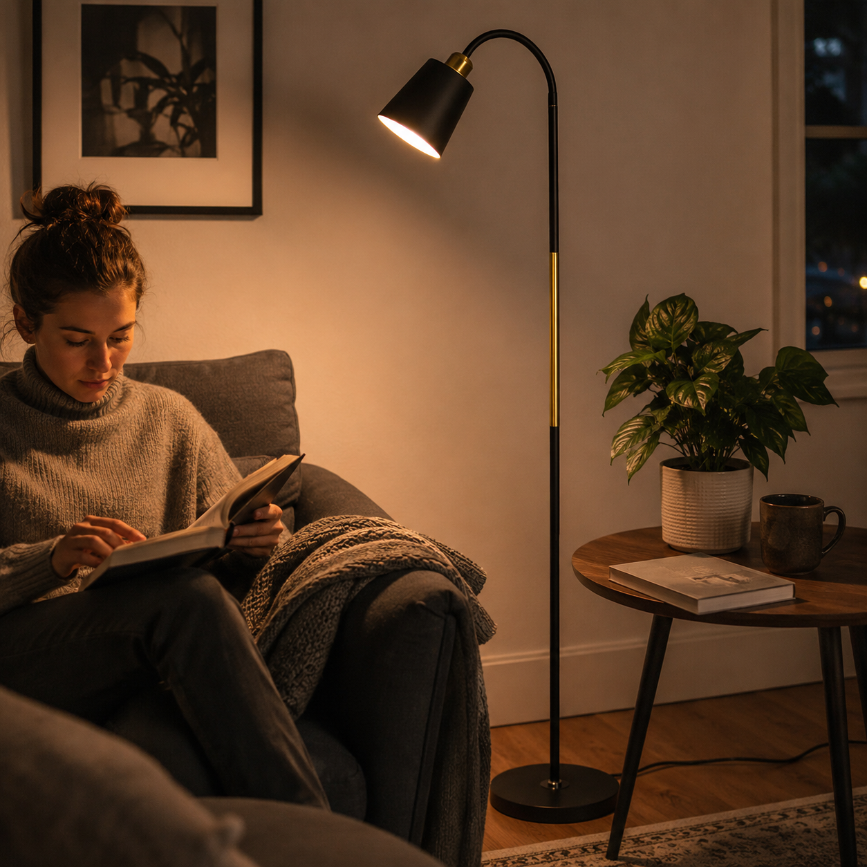 LED Floor Lamp Adjustable Reading Light Wrought Iron Standing Floor Lamp Black or White for Living Room Bedroom Office Modern Tall Lamp