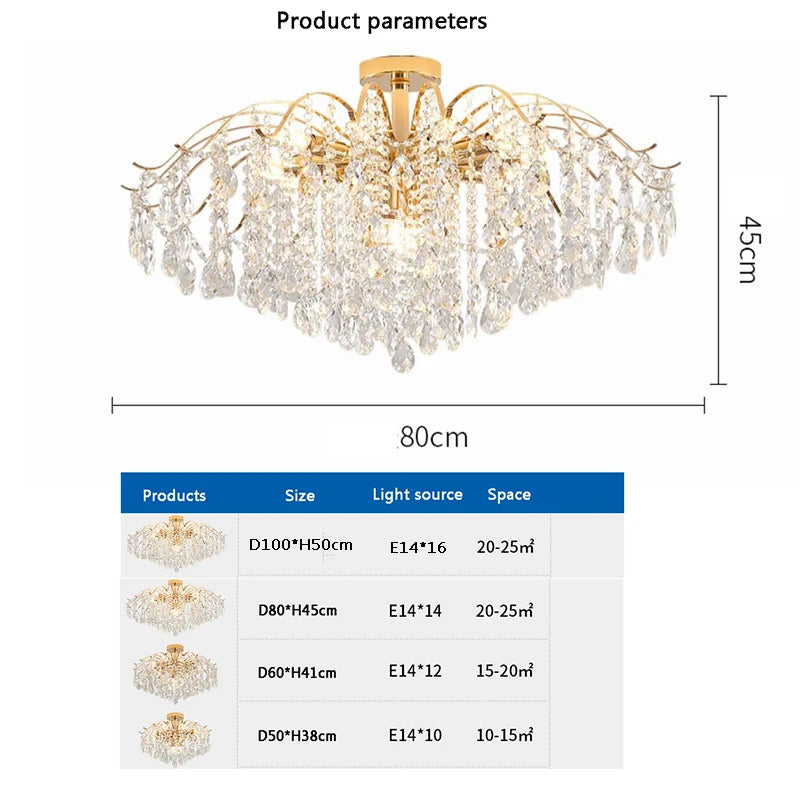 Modern Luxury Crystal Ceiling Chandelier for Living Room Dining Room Bedroom Ceiling Lamp LED Lights Home Appliance AC85-260V