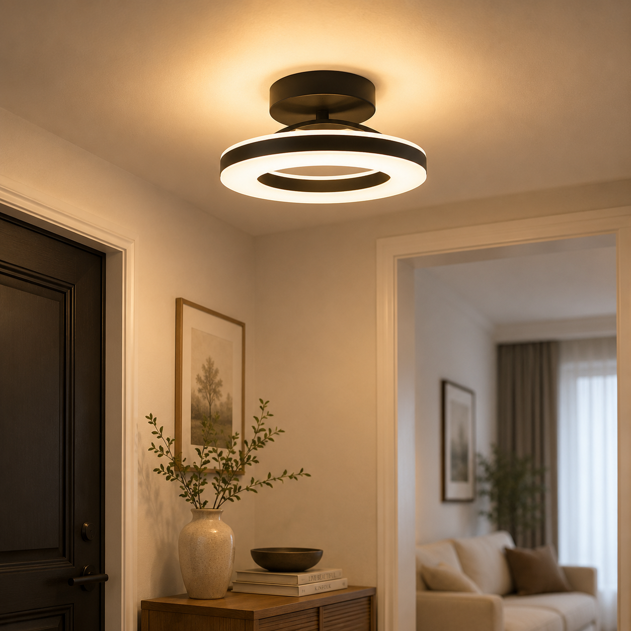 Modern LED Ceiling Light | Indoor Flush Mount Ceiling Lamp | Living Room, Bedroom, Dining Room, Hallway, Balcony & Kitchen Lighting Fixture