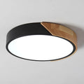 Round LED Ceiling Light with Wood-Effect Accent and Remote Dimming