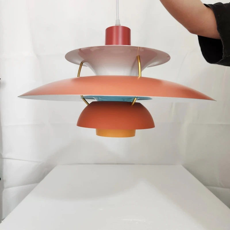 Playful Colourful Umbrella Chandelier, for dining rooms and kitchens, a layered umbrella-shade silhouette, for dining room, umbrella-tiered shade