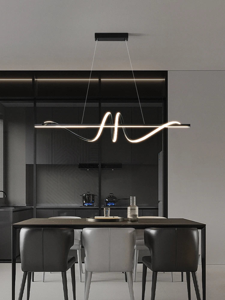 Product photo of the sculptural wave led pendant light.