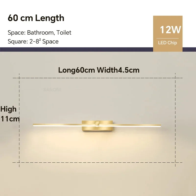 Versatile Tri-Colour Bathroom Sconce, for bathrooms and bath mirrors, three switchable colour temperatures, for bathroom, tri-colour switching