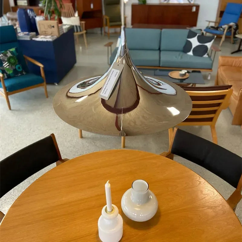 Designer Pendant, for dining tables and bar counters, a pared-back designer silhouette, for dining room, pared-back designer shade