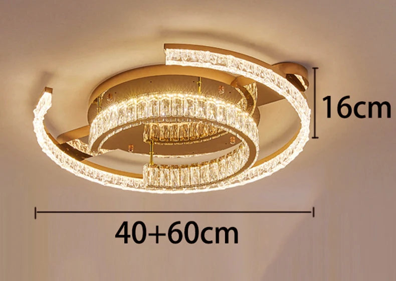 Velique Gold LED Ring Ceiling Light – Dimmable Glass Chandelier with App & Remote Options
