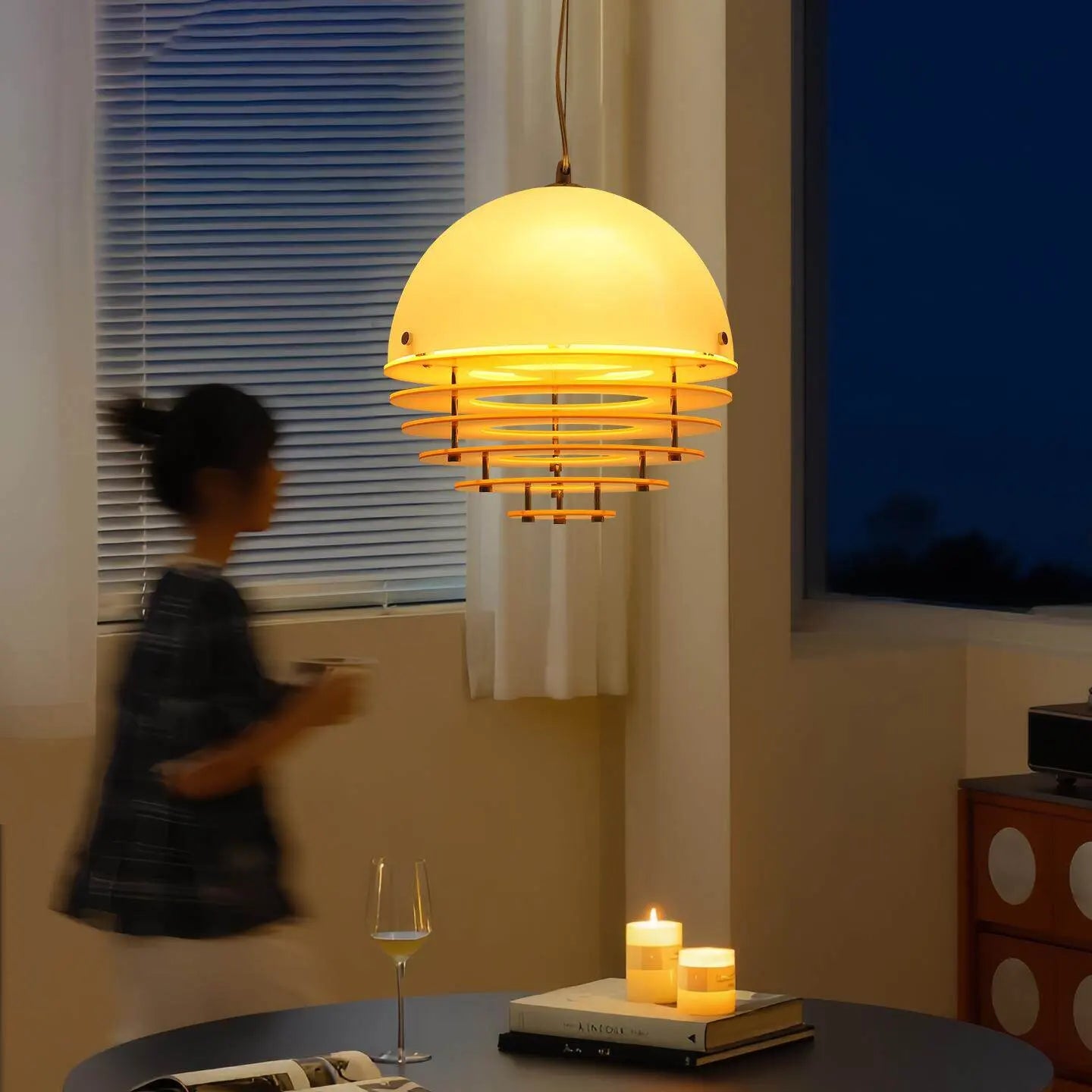 Atmospheric Sunset Glass Pendant, for bars, dining rooms and terraces, for restaurant, 20cm or 30cm gradient shade