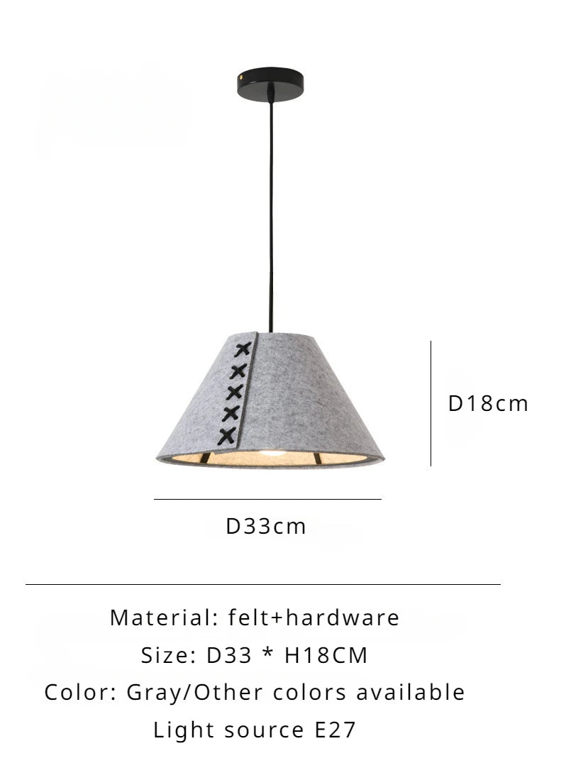 Acoustic-soft Felt Pendant Light, for living rooms, studies and bar counters, a sound-softening felt shade, for living room, bedroom, grey felt shade