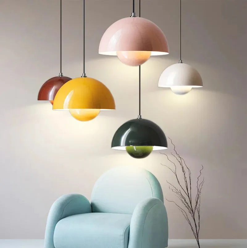Semicircular Colourful Pendant, for restaurants, dining rooms and kitchens, for restaurant, semicircular colour-block shade