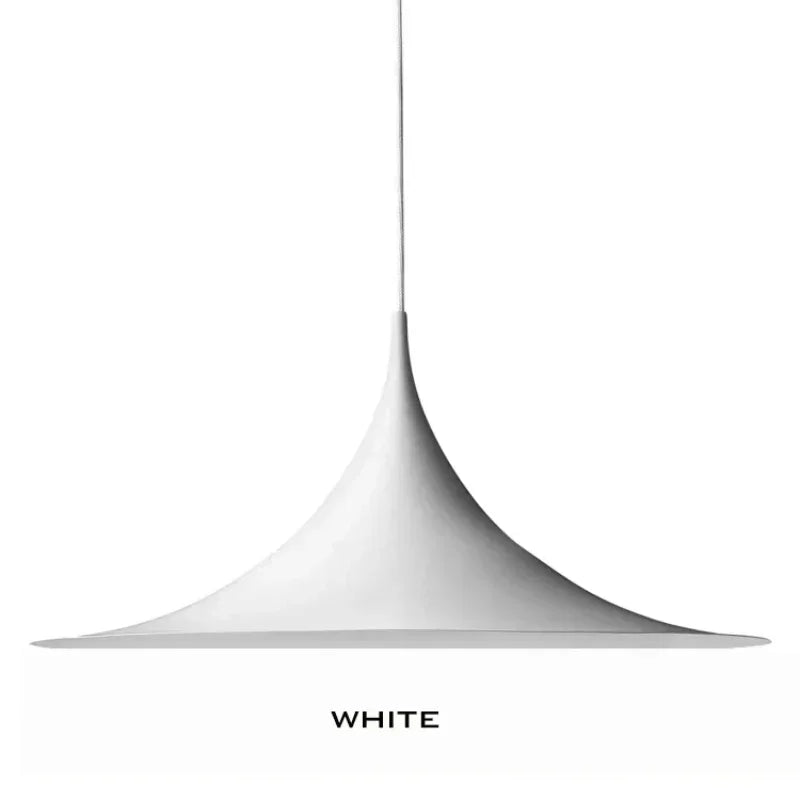 Sculptural Horn Pendant Light, for bar counters and kitchen islands, a medieval horn-inspired silhouette, for restaurant, horn-shaped UFO silhouette