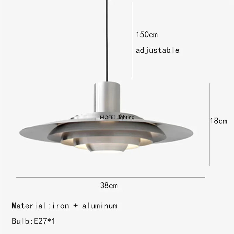 Velique Nordic Layered Metal Pendant Light – White or Silver E27 Dining & Kitchen Lamp