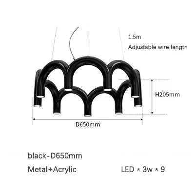 Product photo of the arched pendant light.