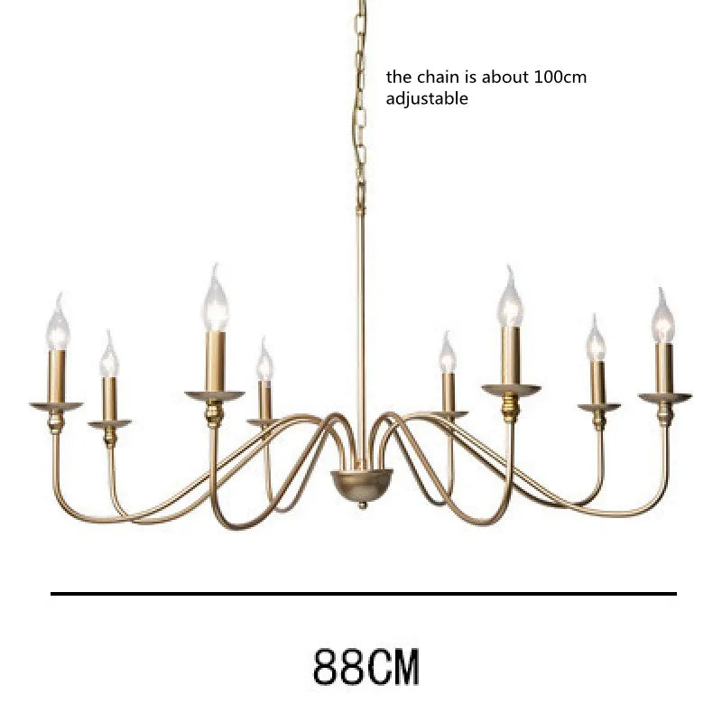 Candle Chandelier with Sweeping Curved Arms in Black or Gold