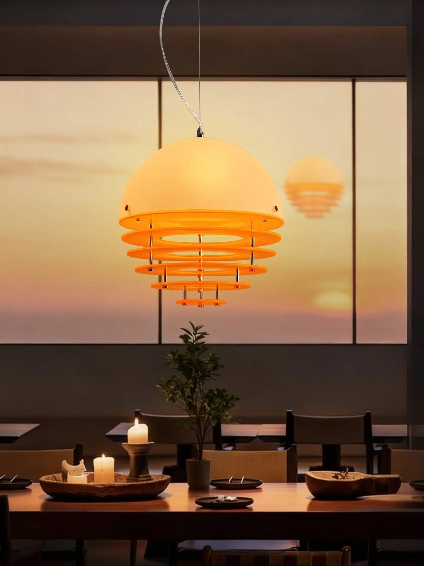 Atmospheric Sunset Glass Pendant, for bars, dining rooms and terraces, for restaurant, 20cm or 30cm gradient shade