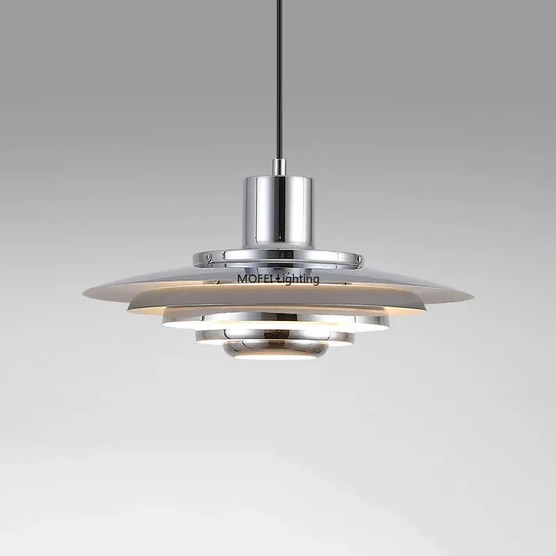 Velique Nordic Layered Metal Pendant Light – White or Silver E27 Dining & Kitchen Lamp