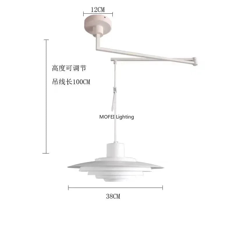 Velique Nordic Layered Metal Pendant Light – White or Silver E27 Dining & Kitchen Lamp