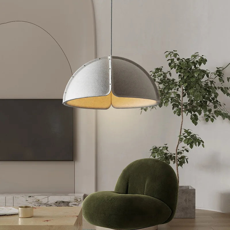 Acoustic-soft Felt Pendant Light, for living rooms, studies and bar counters, a sound-softening felt shade, for living room, bedroom, grey felt shade
