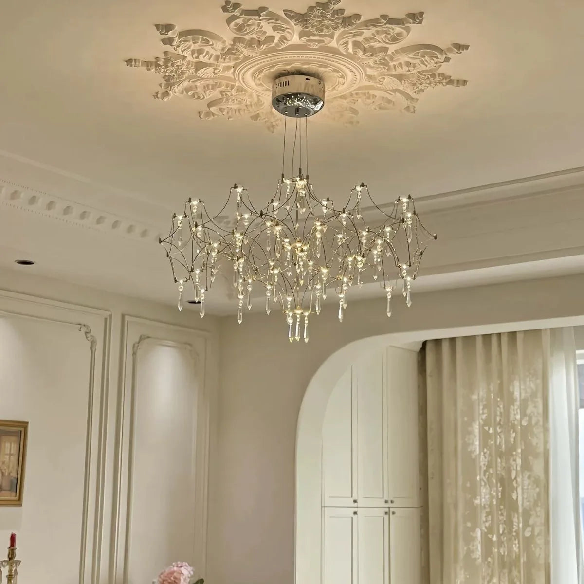 Crystal Firefly Chandelier, Decorative LED Lights for Bedrooms, Study, Guest Room, Master Bedroom, Dining Room & Reception Desk
