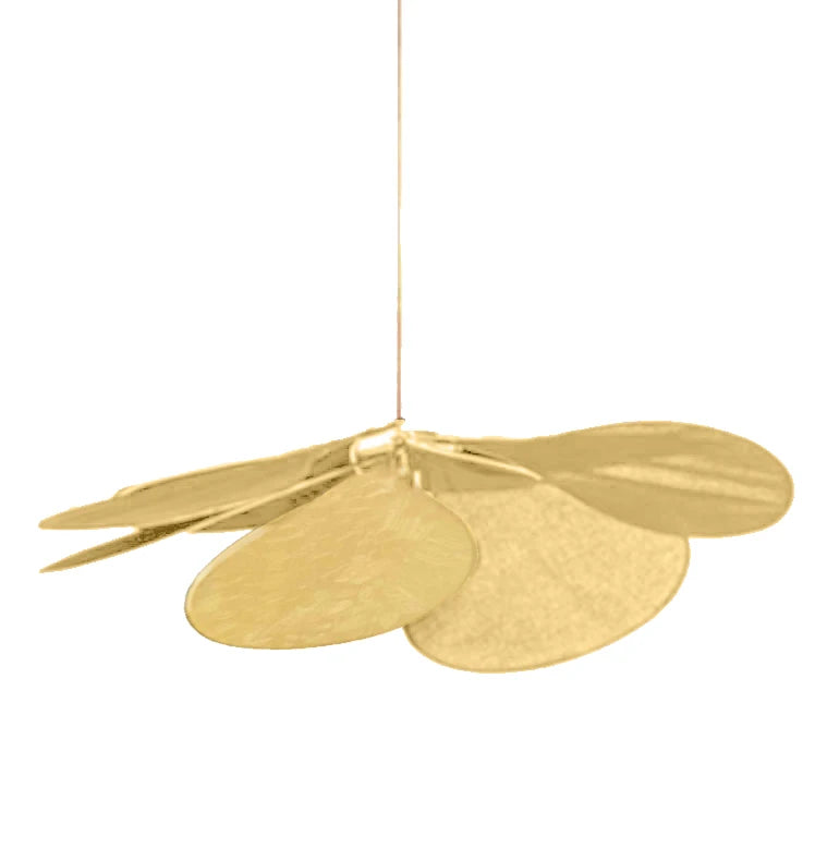 Product photo of the fabric petal pendant light.