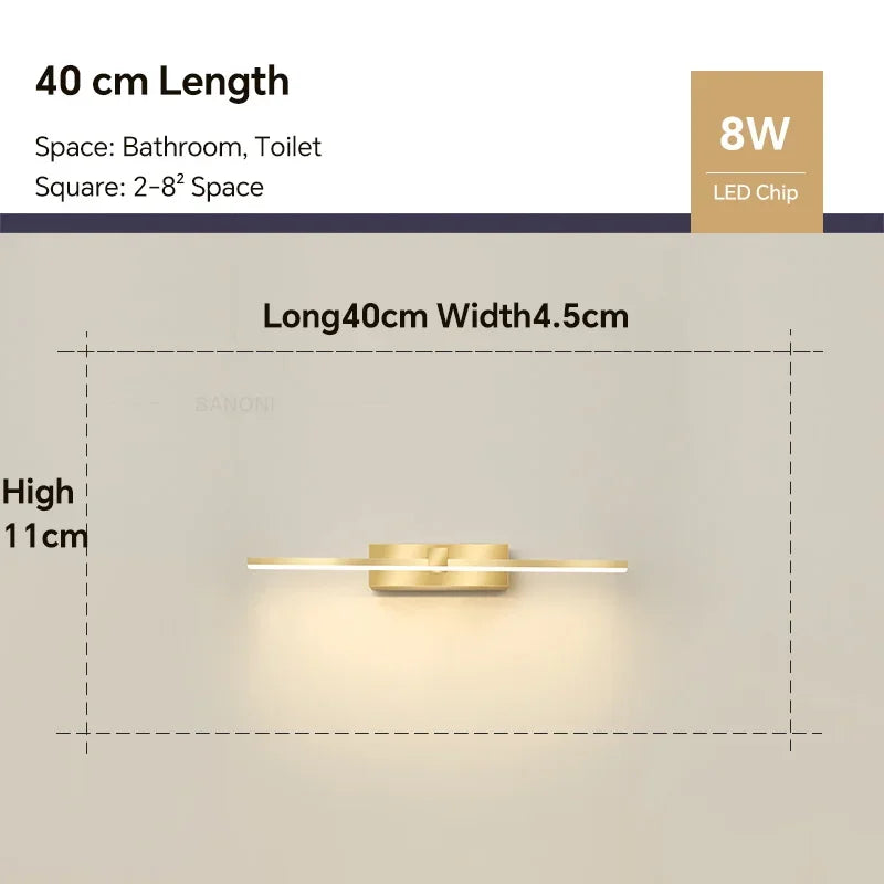 Versatile Tri-Colour Bathroom Sconce, for bathrooms and bath mirrors, three switchable colour temperatures, for bathroom, tri-colour switching