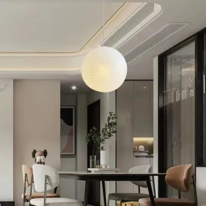 Paper Lantern Pendant, for bedrooms and living rooms, a hand-wrapped rice-paper ball shade, for bedroom, living room, rice-paper ball shade