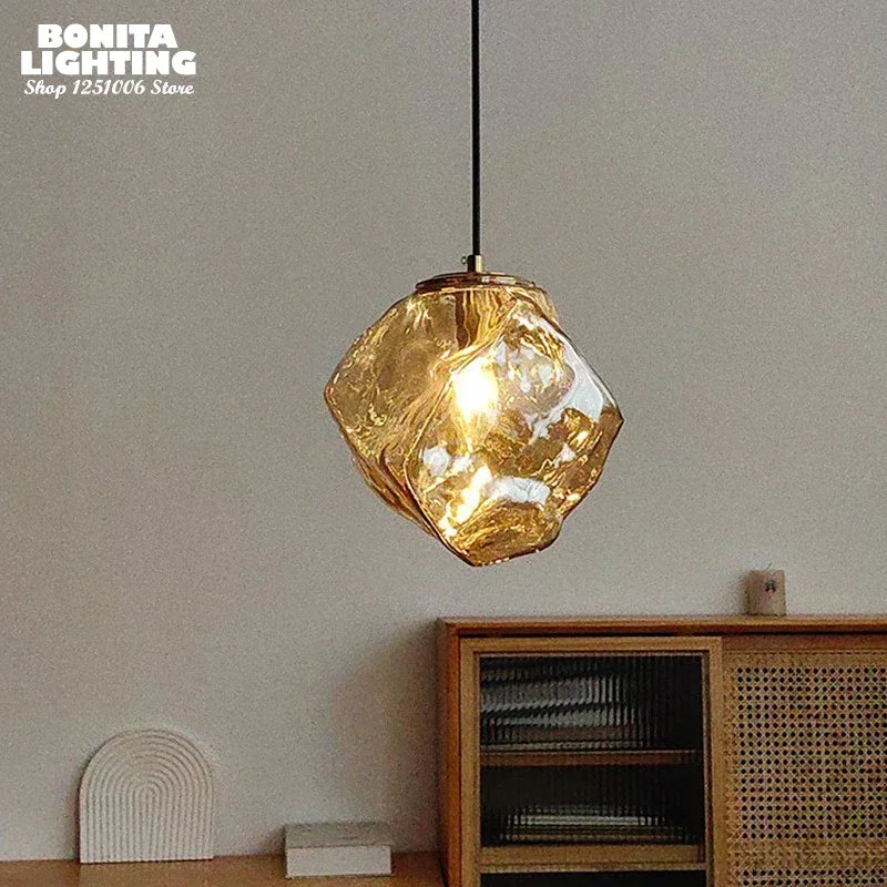 Product photo of the ice-effect glass pendant light.
