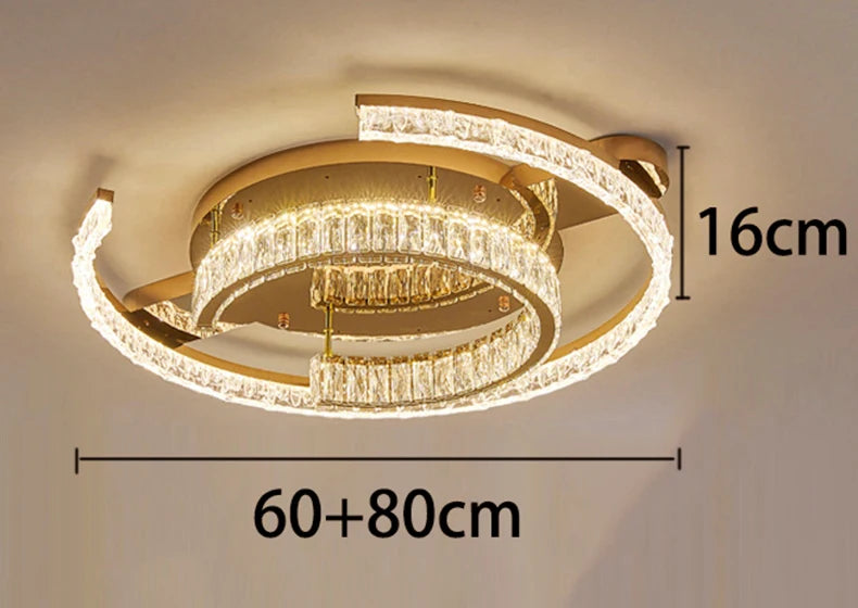 Velique Gold LED Ring Ceiling Light – Dimmable Glass Chandelier with App & Remote Options
