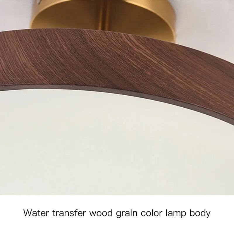 Round Ceiling Light with Wood-Effect Finish and Warm White Light