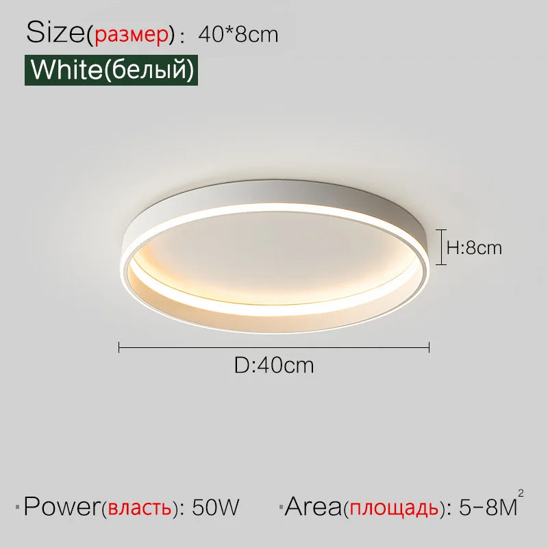 Modern LED Ring Ceiling Light – Dimmable Flush Mount with Remote Control in Black or White, Round, Square & Rectangular for Living Room, Bedroom & Dining Room