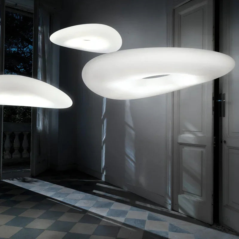 Product photo of the white circular led ceiling light or pendant.