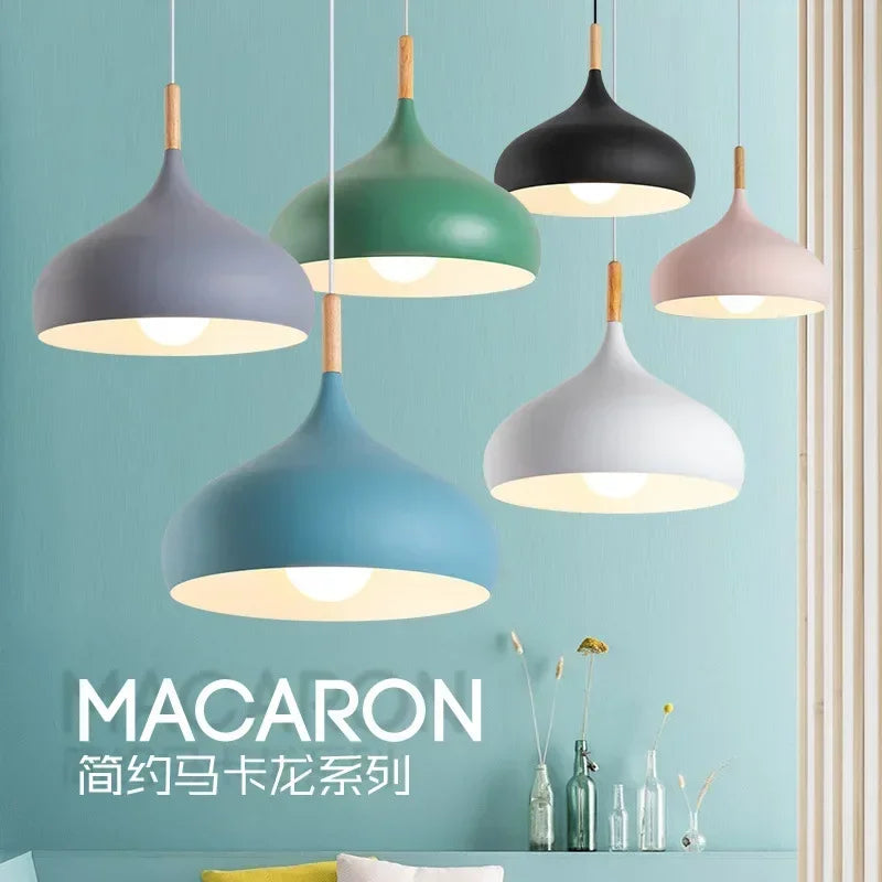 Compact Nordic Table Pendant, for cafés, salons and creative studios, a brushed-aluminium dome shade, for café, beauty salon, aluminium dome shade