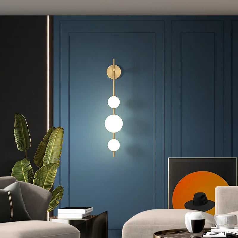 Sculptural Vertical Globe Wall Sconce, for living rooms and bedrooms, for living room, 15x65cm or 15x85cm profile