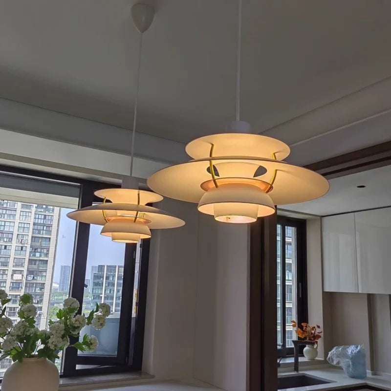 Playful Colourful Umbrella Chandelier, for dining rooms and kitchens, a layered umbrella-shade silhouette, for dining room, umbrella-tiered shade
