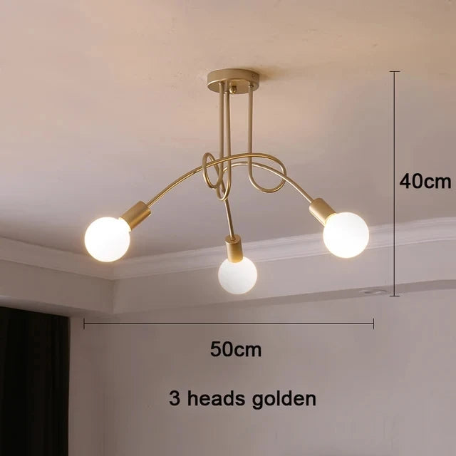 Elegant Multi-Head Ceiling Chandelier, for living rooms, bedrooms and restaurants, for living room, 3-head or 5-head configuration